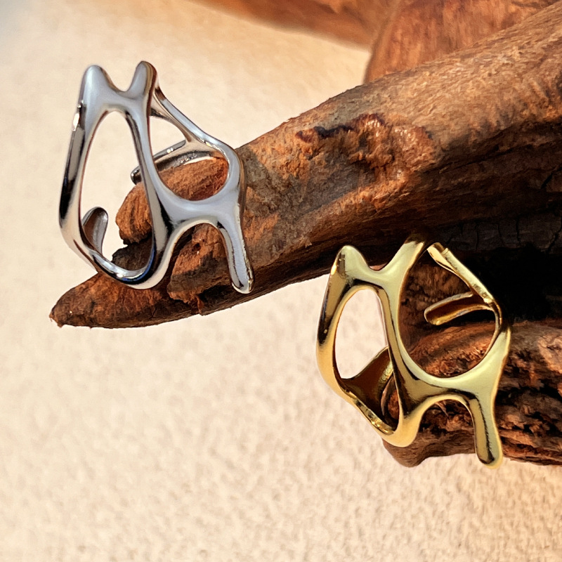 1 Piece Irregular Shape Stainless Steel Gold Color Women's Adjustable Rings Picture3