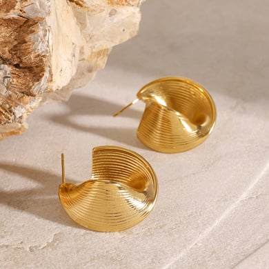 1 Pair Simple Series ins style line Stainless Steel 18K Gold Plated Women Stud Earrings h5 Picture5