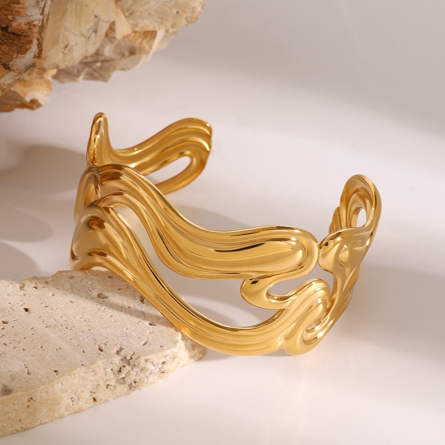 1 Piece Simple Series Classic Solid Color Stainless Steel 18K Gold Plated Women Bangles Picture4