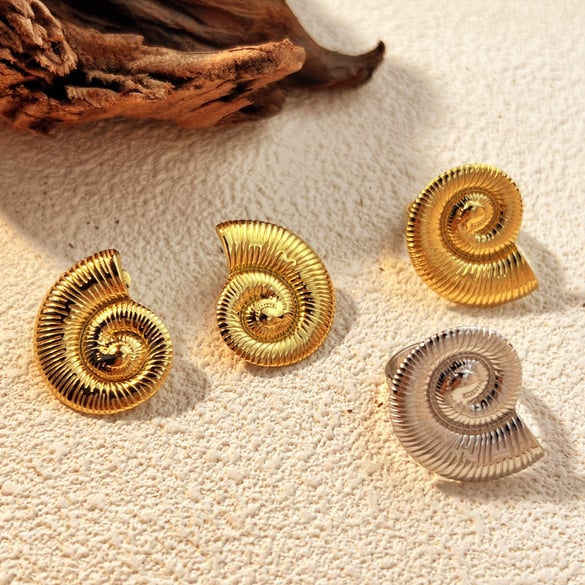1 Piece Vacation Style Retro Marine Seashell Stainless Steel Gold Color Women's Adjustable Rings