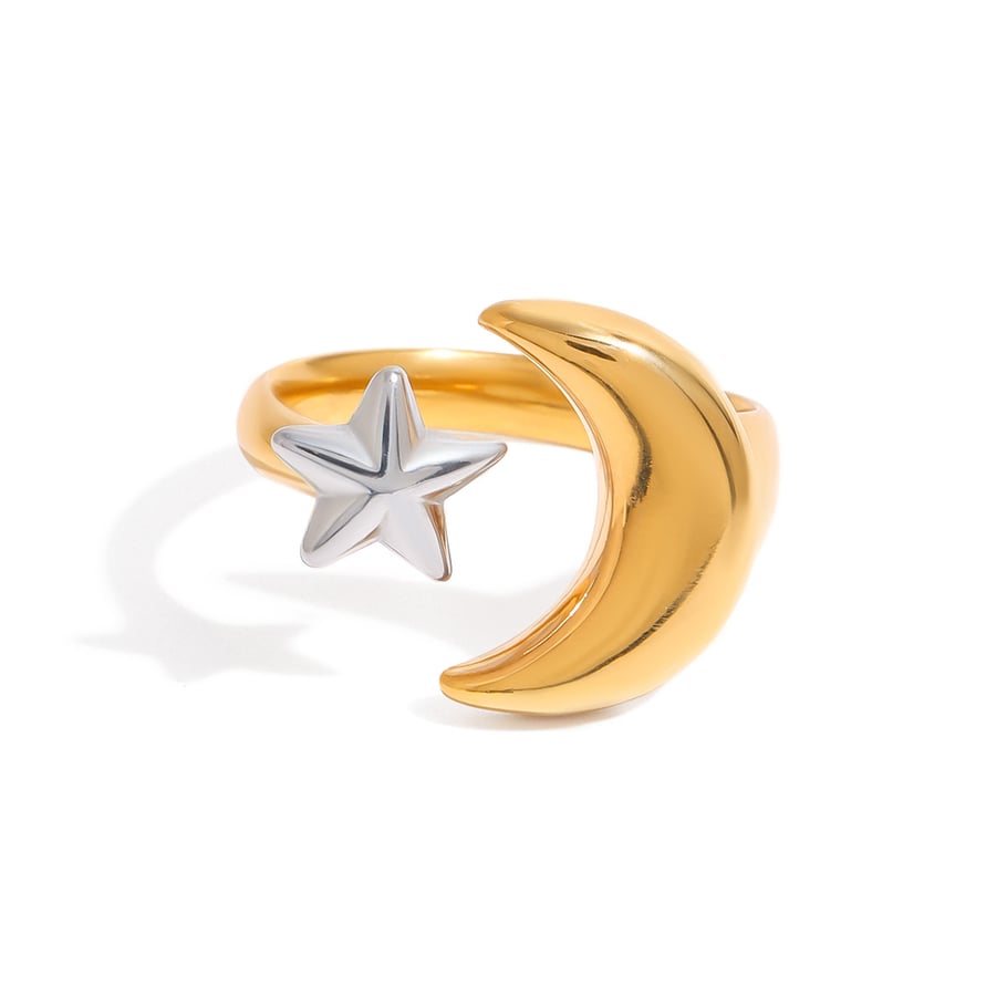 Anillos individuales de acero inoxidable dorados para mujer, serie clásica de Europa y América, de 1 pieza. Imagen6