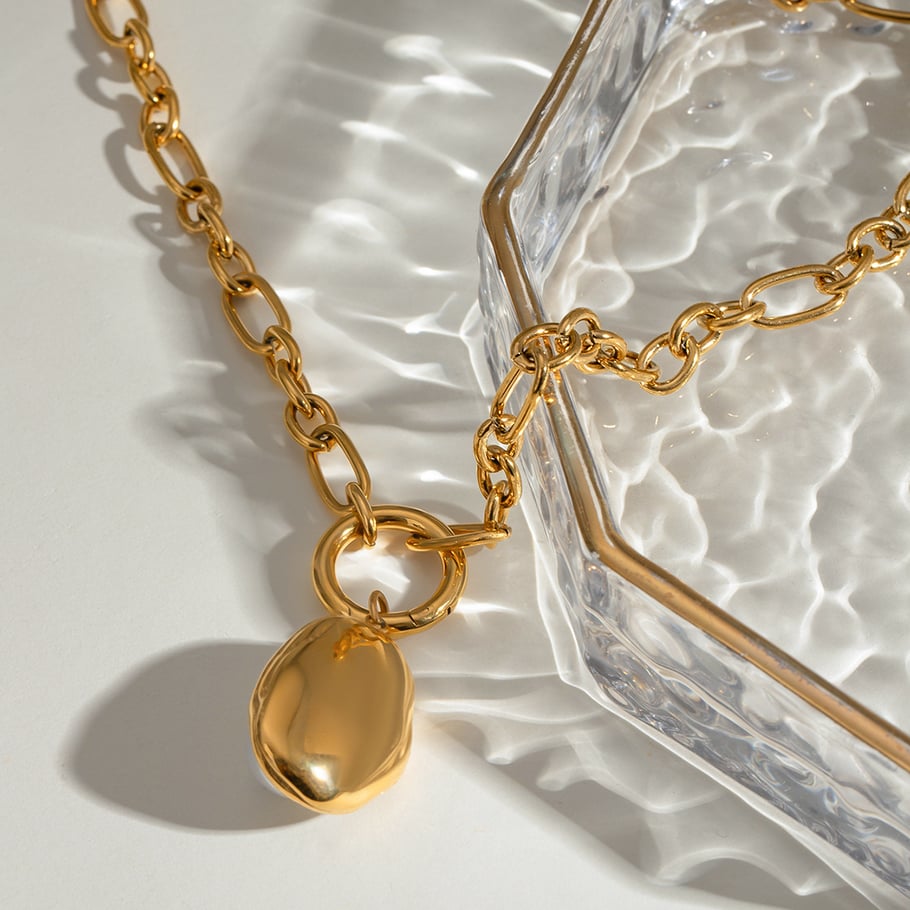 1 Piece Classic Series Elegant Geometric Stainless Steel 18K Gold Plated Artificial Pearl Women Pendant Necklaces Picture5