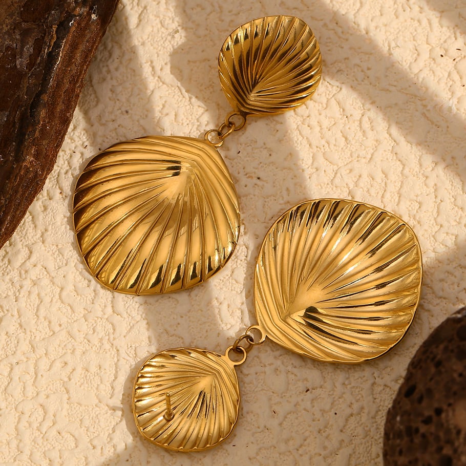 1 Pair Luxurious Series Natural Turtle Stainless Steel   Gold Color  Women's Drop Earrings Picture4