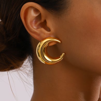1 Paar Simple Series Europa und Amerika Mond Edelstahl Gold Farbe Damen Ohrstecker h5 Bild6