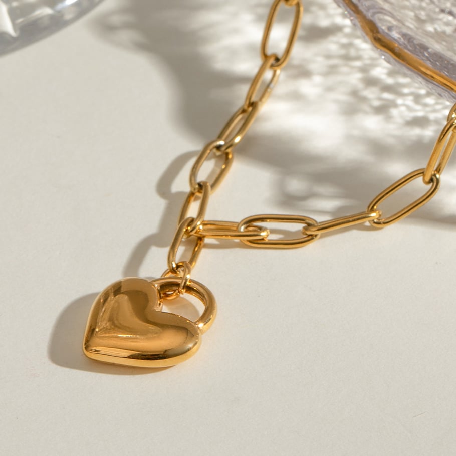 1 Piece Simple Series Daily Heart Clip Shape Stainless Steel 18K Gold Plated Women's Pendant Necklace Picture4
