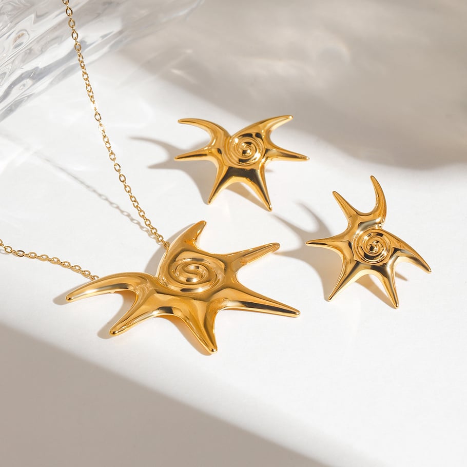 1 Piece Stylish Series Irregular Star Shape Stainless Steel Gold Color Women's Pendant Necklaces Picture6
