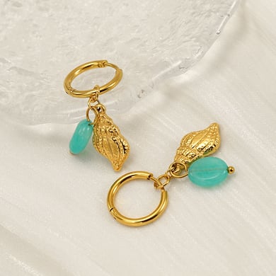1 Pair Simple Vocation Style Conch Shape Stainless Steel 18K Gold Plated Inlay Natural Stone Women's Drop Earrings h5 Picture5