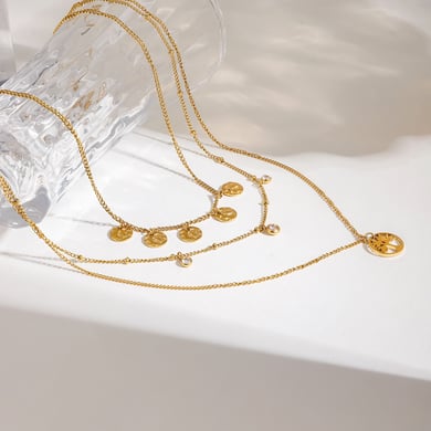 1 Piece Natural Series Elegant Tree Stainless Steel Gold Color Women's Layered Necklaces h5 Picture4