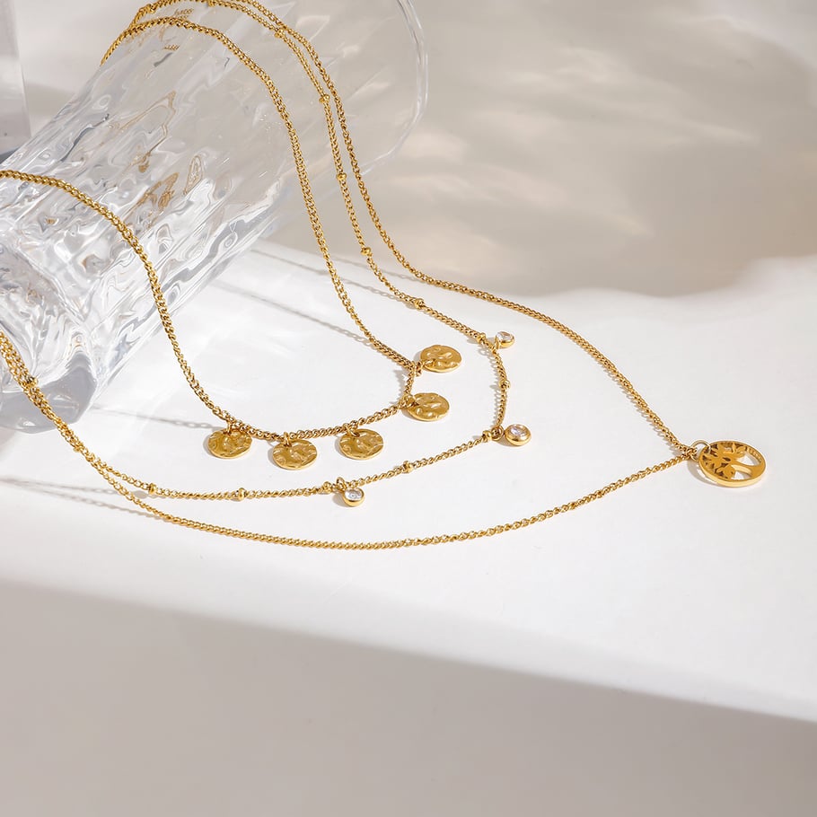 1 Piece Natural Series Elegant Tree Stainless Steel Gold Color Women's Layered Necklaces Picture4