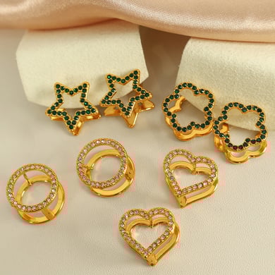 1 Paar Simple Series Sweet Flower Edelstahl 18 Karat vergoldet Strass Damen Ohrclips h5 Bild4