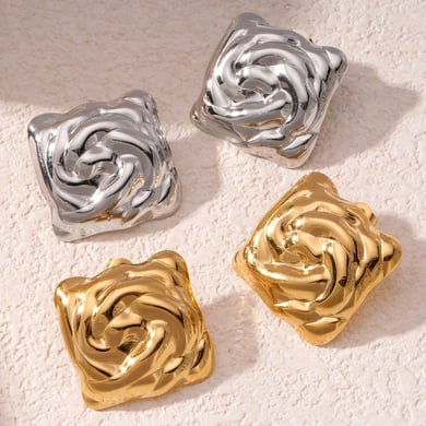 1 Paar Luxuriöse Serie Retro Geometrische Titan Stahl Gold Farbe Damen Ohrstecker h5 Bild4