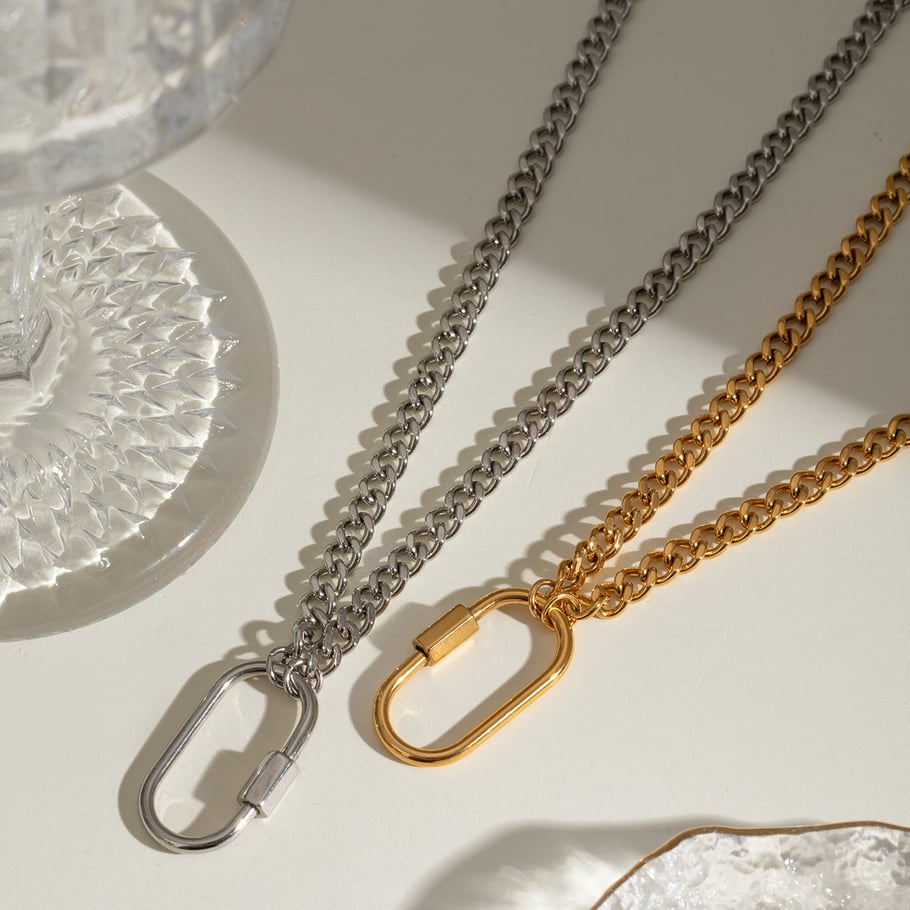 1 Piece Simple Series Casual Geometric Stainless Steel 18K Gold Plated Women Pendant necklaces Picture4