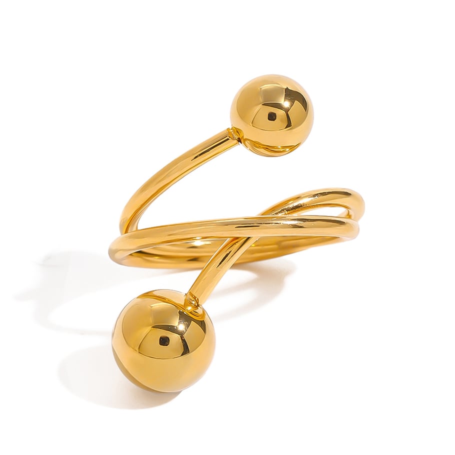 Anillos individuales de acero inoxidable dorados para mujer, serie simple, línea Europa y América, 1 pieza Imagen9
