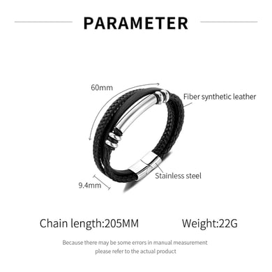 1 Piece Industrial Series Punk Cylinder Three-layers Stainless Steel Men's Bracelets h5 Picture11