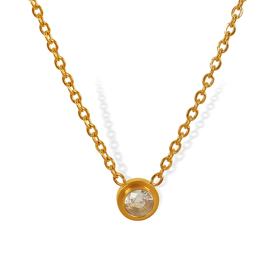 1 Stück Simple Series Einfache geometrische Edelstahl 18 Karat vergoldet Zirkon Damen Anhänger Halsketten Bild11