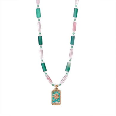 1 Piece Ethnic Series Bohemian Moon Tarot Stainless Steel Gold Color Natural Stone Women's Pendant Necklaces h5 Picture8