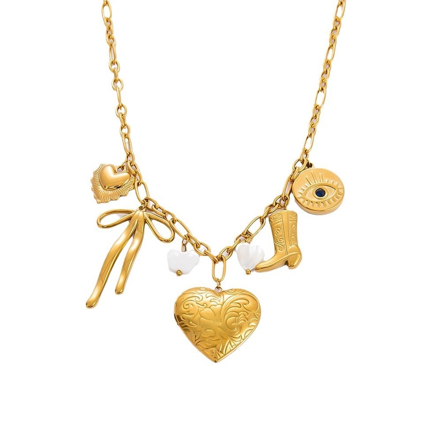 1 Piece Luxurious Series Cute Heart Stainless Steel 18K Gold Color Plated Shell Women's Pendant Necklaces Picture5