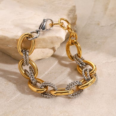 1 Piece Simple Series Daily Annular Stainless Steel 18K Gold Plated Women Chain Bracelets h5 Picture4
