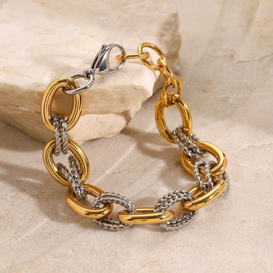 1 Piece Simple Series Daily Annular Stainless Steel 18K Gold Plated Women Chain Bracelets Picture4