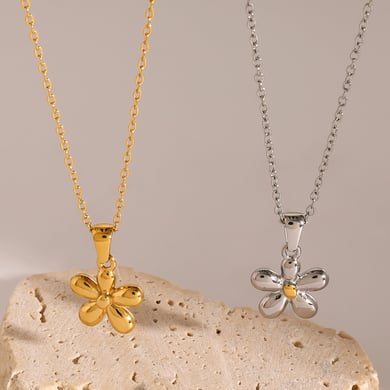 1 Stück Simple Series Sweet Flower Edelstahl 18 Karat vergoldet Damen-Halsketten mit Anhänger h5 Bild3