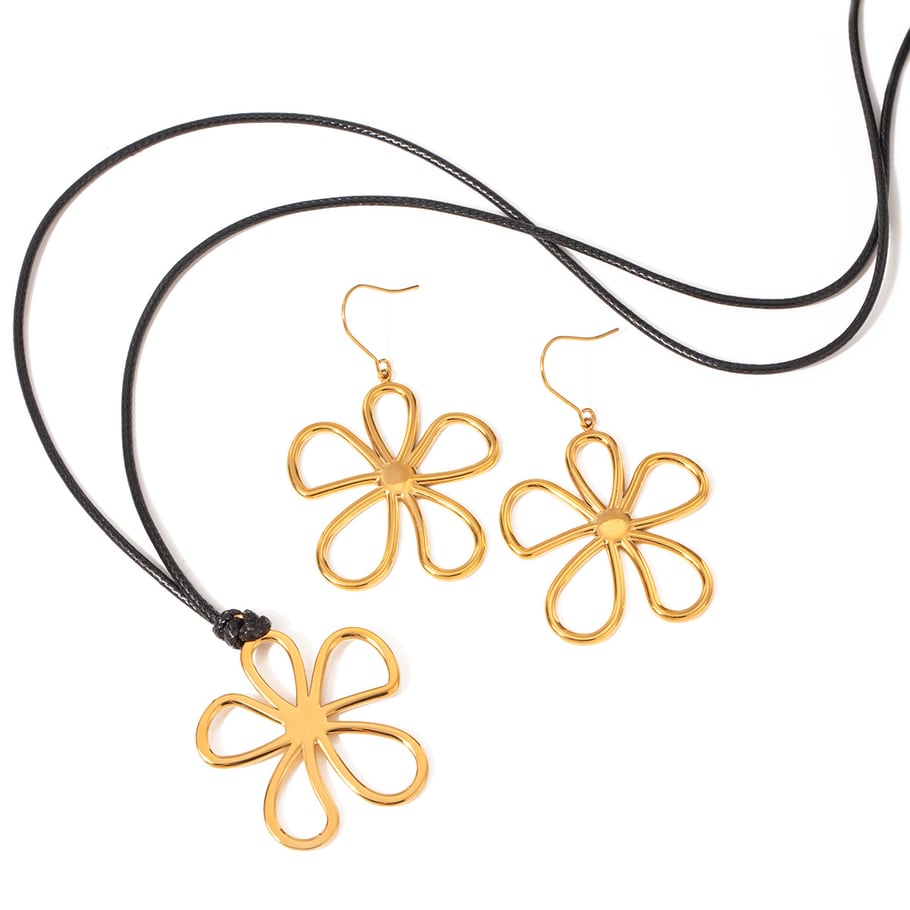 1 paire de boucles d&#39;oreilles en acier inoxydable 18 carats de style INS transfrontalier, simples et élégantes, style avancé, boucles d&#39;oreilles en forme de fleur, accessoires pour femmes Image5
