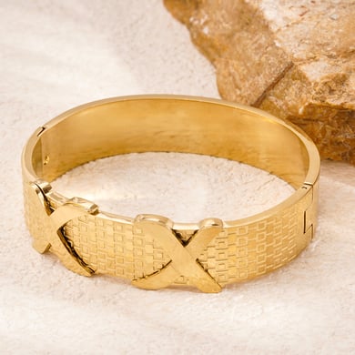 1 Piece Modern Series Classic X Letter Stainless Steel Gold Color Women's Bangles h5 Picture4