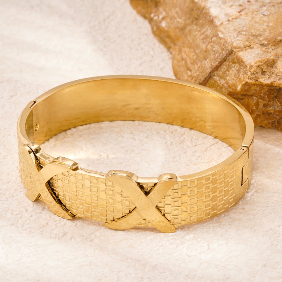 1 Piece Modern Series Classic X Letter Stainless Steel Gold Color Women's Bangles Picture4