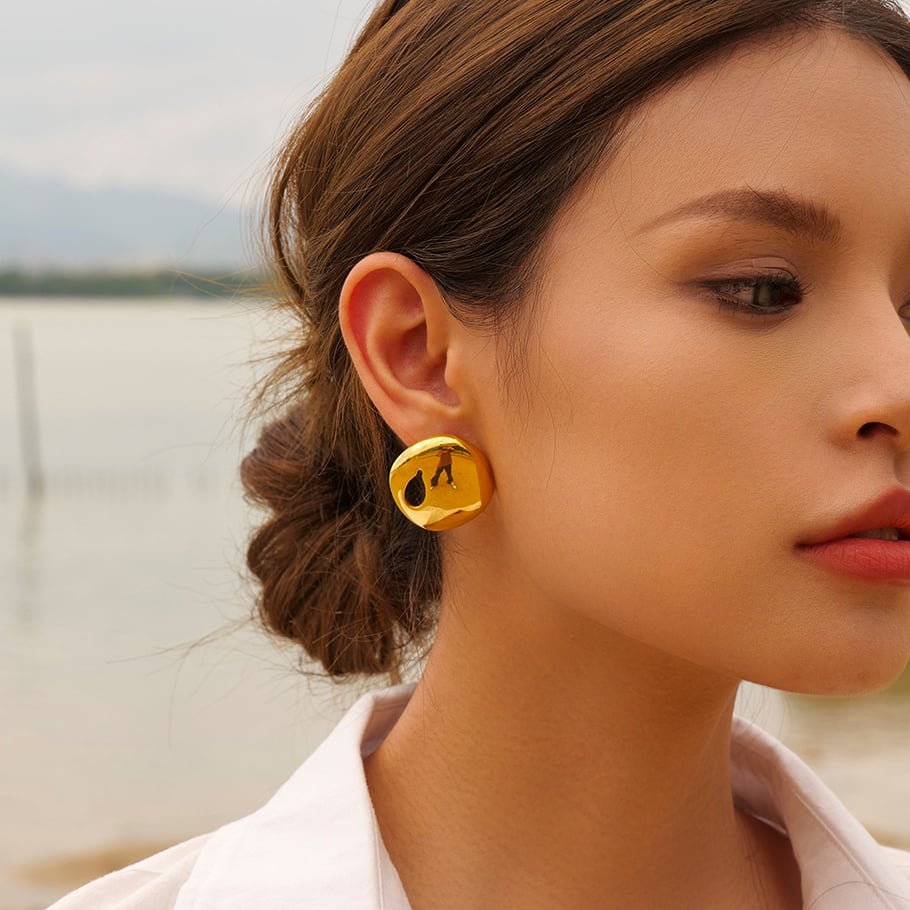 1 Pair Simple Series Casual Geometric Stainless Steel 18K Gold Plated Women Stud Earrings Picture4