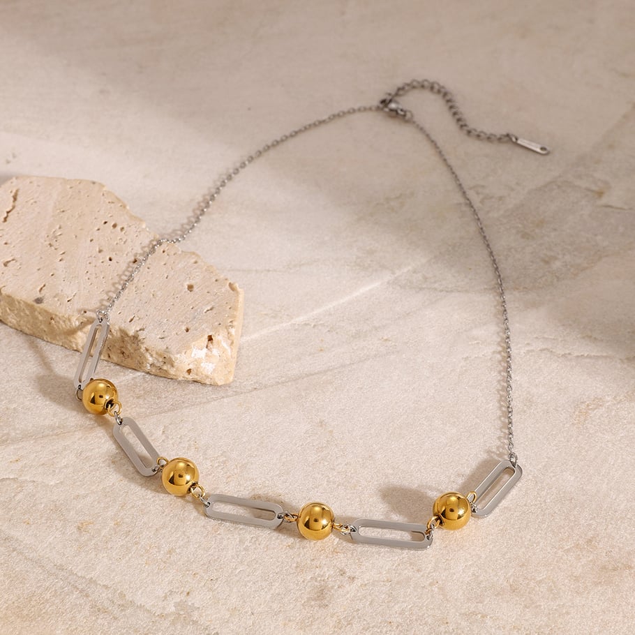 1 Stück Simple Series Casual Geometric Edelstahl 18 Karat vergoldet Damen Kettenhalsketten Bild4