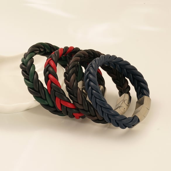 1 Çift Üreticiler Örgülü Deri Bileklik Erkek ve Kadın Moda Bilekliği Sınır Ötesi Takı Unisex Erkek Bilekliği Tedarik Ediyor 2