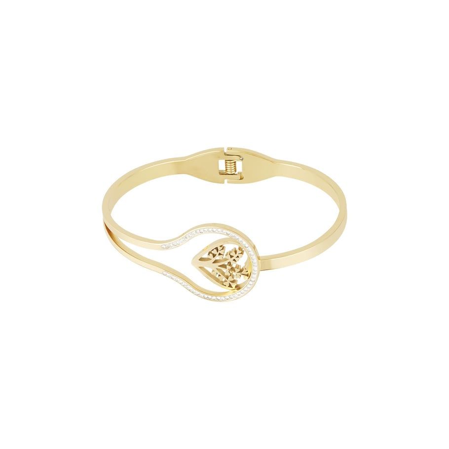 1 Piece Intricate Series Natural Tree Stainless Steel Gold Color Women's Bangles Picture5