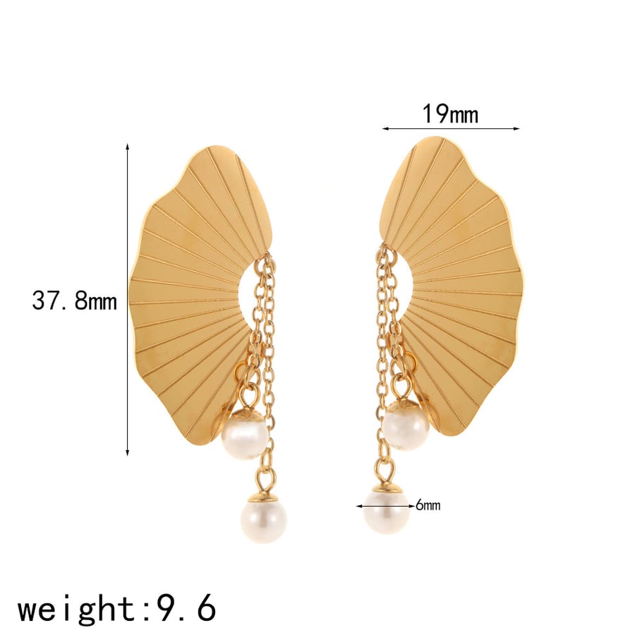 1 Paar Simple Series Daily Flower Edelstahl 18 Karat vergoldete Kunstperlen-Ohrstecker für Damen Bild5