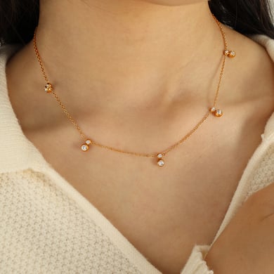 1 Piece Simple Series Simple Geometric Stainless Steel 18K Gold Plated Rhinestone Women Pendant Necklaces h5 Picture4
