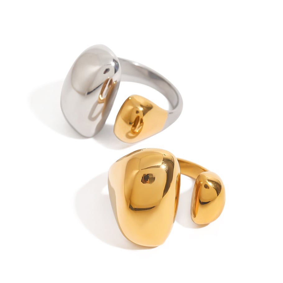 Anillos individuales de acero inoxidable irregulares de color dorado para mujer, serie simple de Europa y América, 1 pieza Imagen5