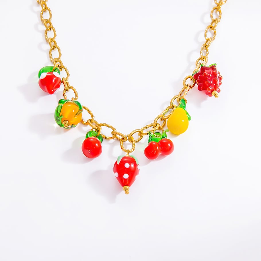 1 Piece Romantic Series Sweet Heart Stainless Steel 18K Gold Color Plated Glass Women's Pendant Necklaces Picture7