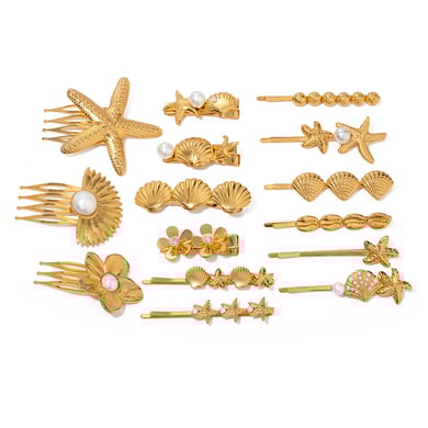1 paar simple series  style schildkröte edelstahl  vergoldet damen haarspangen h5 Bild4