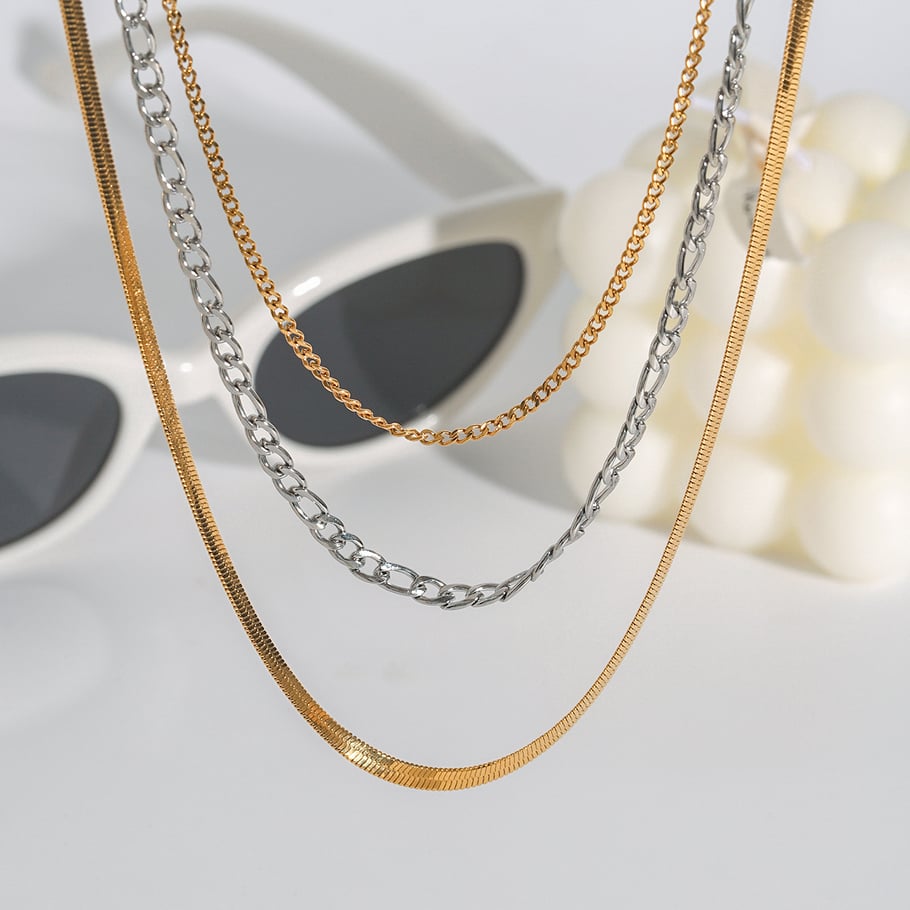 1 Piece Simple Series Charming Style Line Stainless Steel Gold & Silver Color Women's Layered Necklaces Picture5