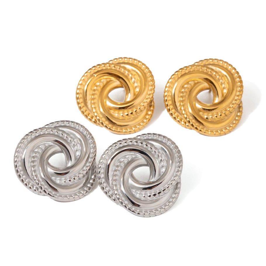 1 Paar Klassische Serie Klassische Geometrische Edelstahl 18K Vergoldete Damen Ohrstecker Bild5
