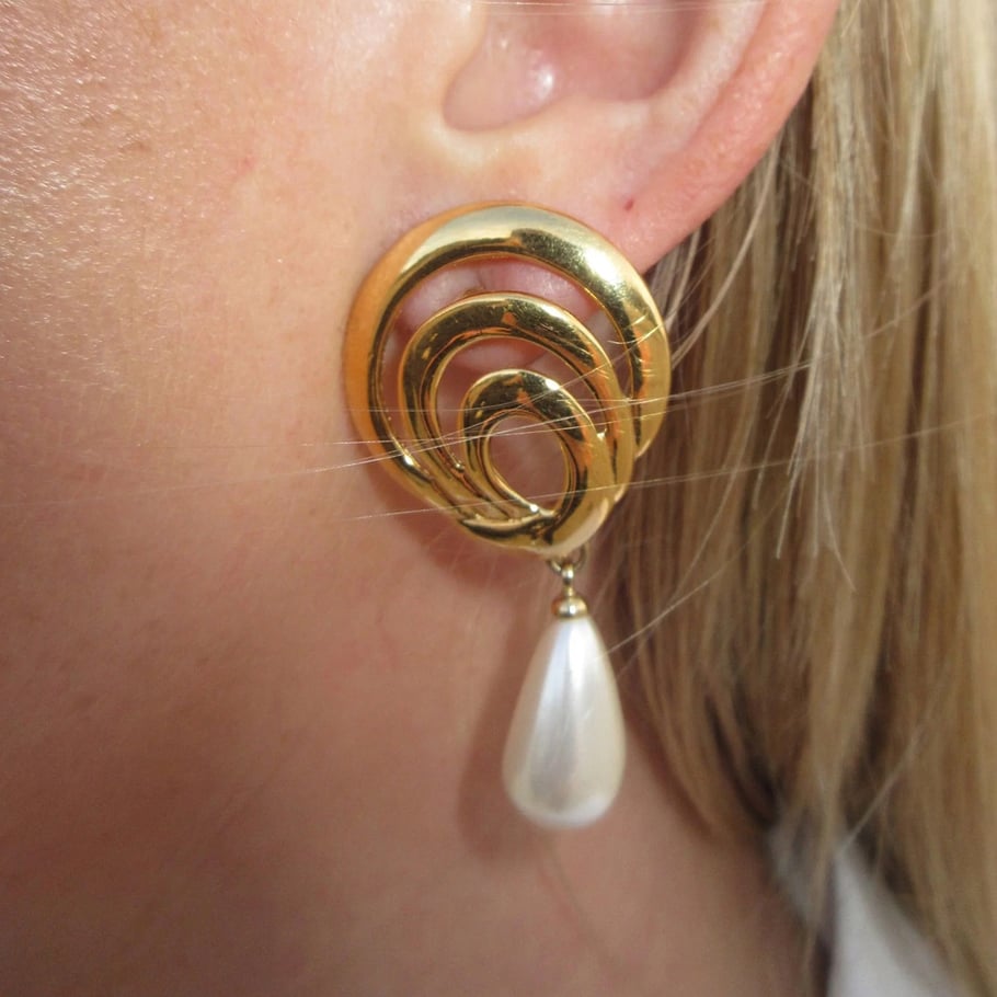 1 Pair Classic Series ins style Annular Stainless Steel 18K Gold Plated Artificial Pearl Women Drop Earrings Picture5