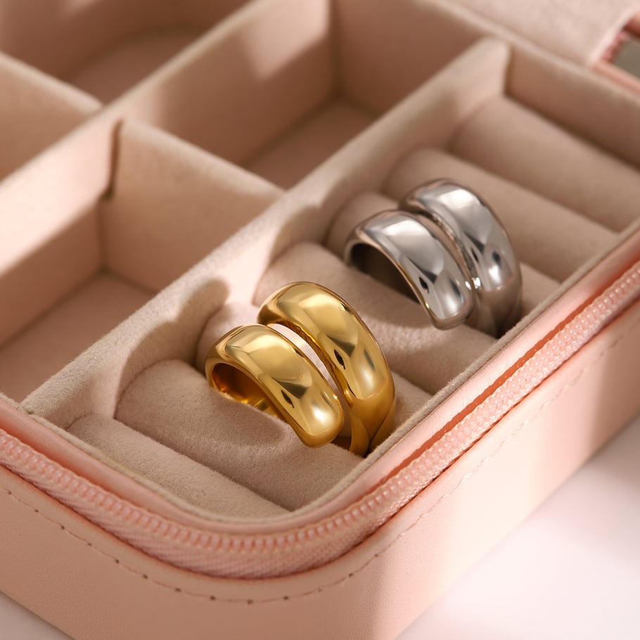 1 Piece Simple Style Geometric Shape Stainless Steel 18K Gold Plated Women's Adjustable Rings Picture4