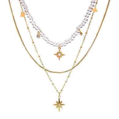 1 Stück Luxuriöse Serie Elegante Stern Edelstahl 18K vergoldet Strass Damen Anhänger Halsketten h5 Bild7