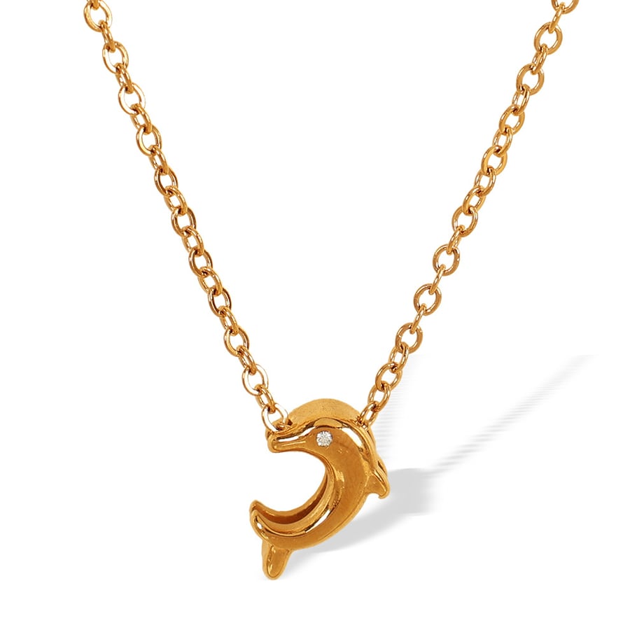 1 Piece Simple Series Natural Animal Titanium Steel   Gold Color  Women's Pendant Necklaces Picture6