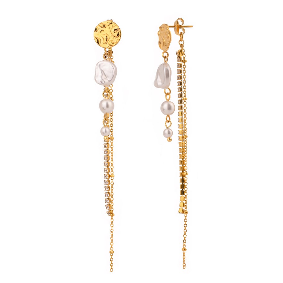 1 Pair Luxurious Series Retro Tassel Stainless Steel 18K Gold Plated Women Drop Earrings Picture15