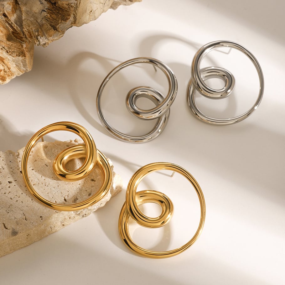 1 Paar Simple Series Casual Heart Edelstahl 18 Karat vergoldete Damen-Ohrstecker Bild3