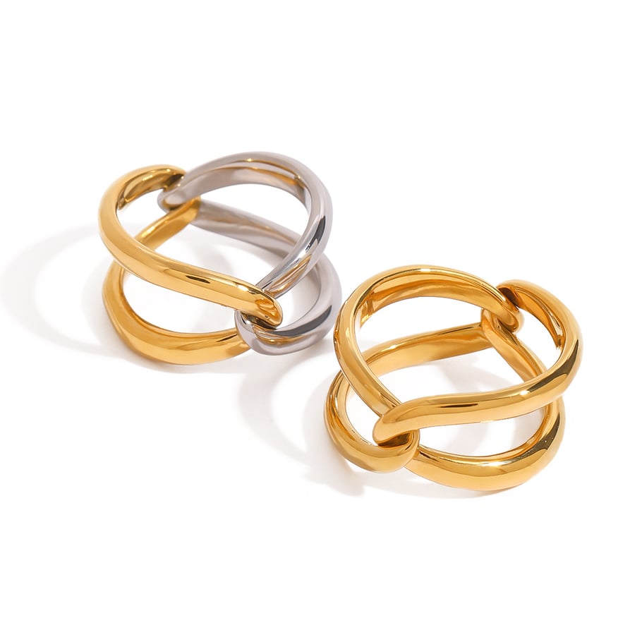 1 Stück Simple Series Europa und Amerika Twist Edelstahl Gold Farbe Damen Einzelringe Bild8