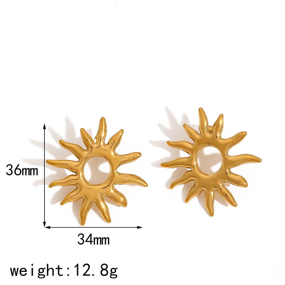 1 Paar Simple Series Simple Sonne/Mond 18 Karat vergoldete Ohrstecker Bild5