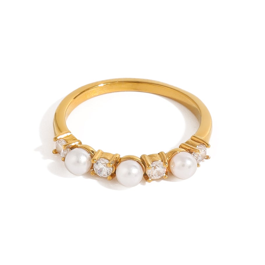 1 Pair Simple Series Retro Geometric Stainless Steel 18K Gold Plated Zircon Women Single Ring Picture5