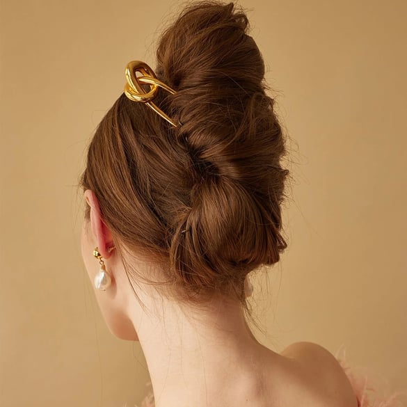 Stile europeo e americano transfrontaliero semplice temperamento di alta qualità elegante forcina per capelli in acciaio inossidabile oro 18k per donna 2