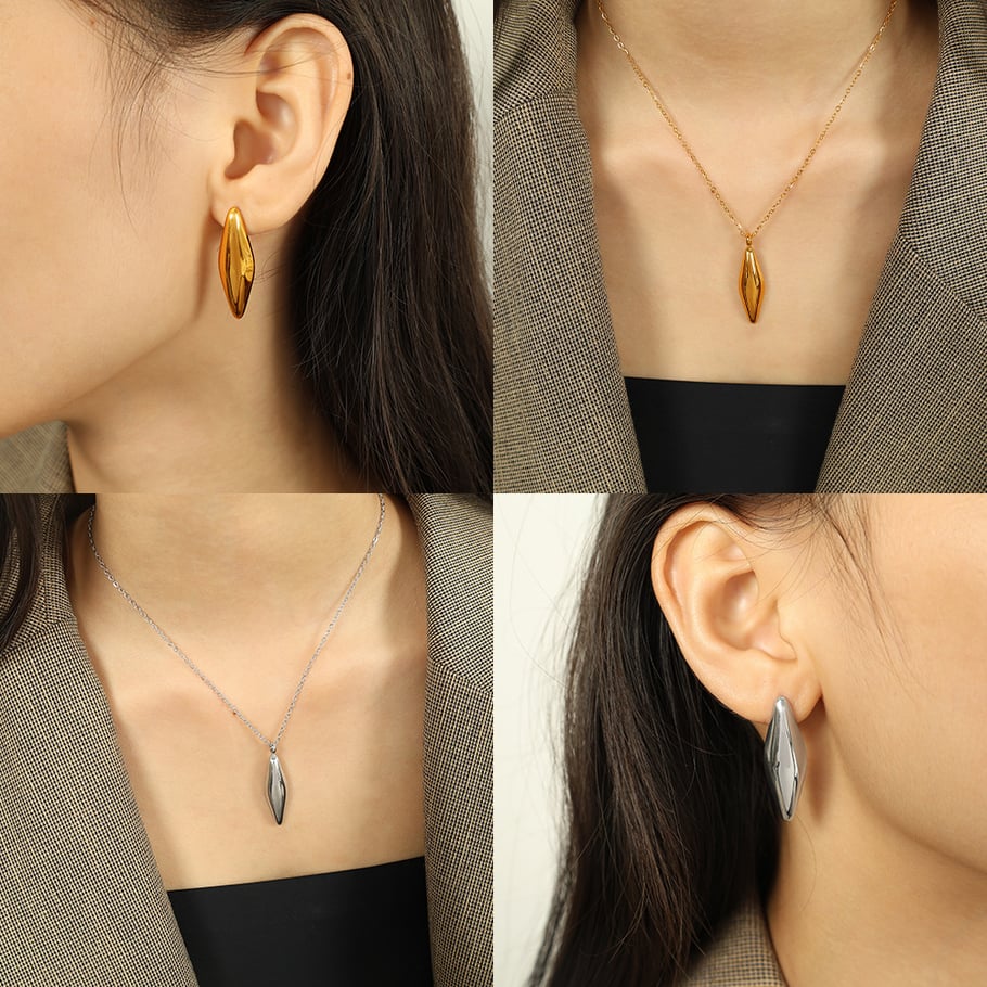 1 Pair Simple Series Daily Geometric Titanium Steel   Gold Color  Women's Stud Earrings Picture5