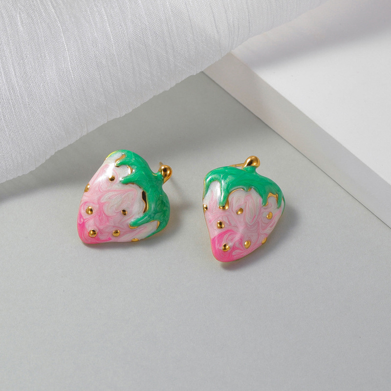 1 Pair Simple Series Sweet Cute Fruit Stainless Steel Women's Stud Earrings Picture3